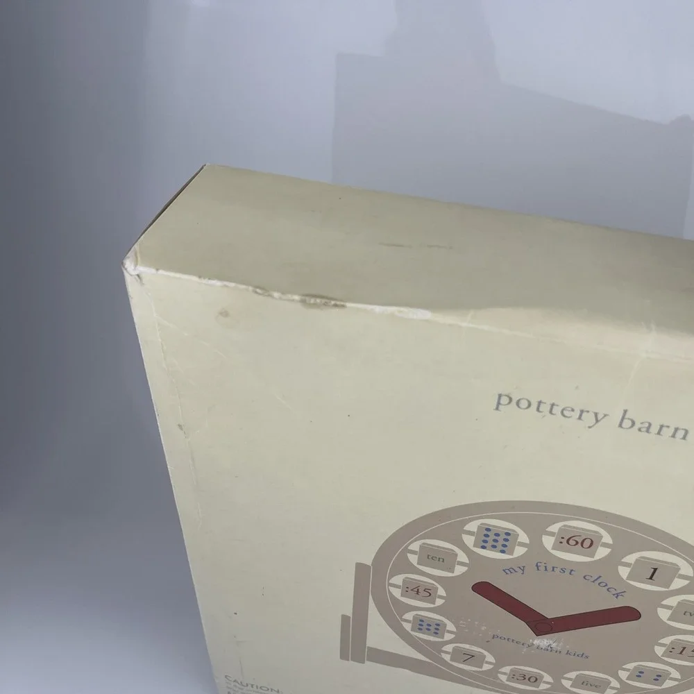 Pottery Barn Kids Hardwood Clock – Telling Time Learning Toy – Rare Discontinued